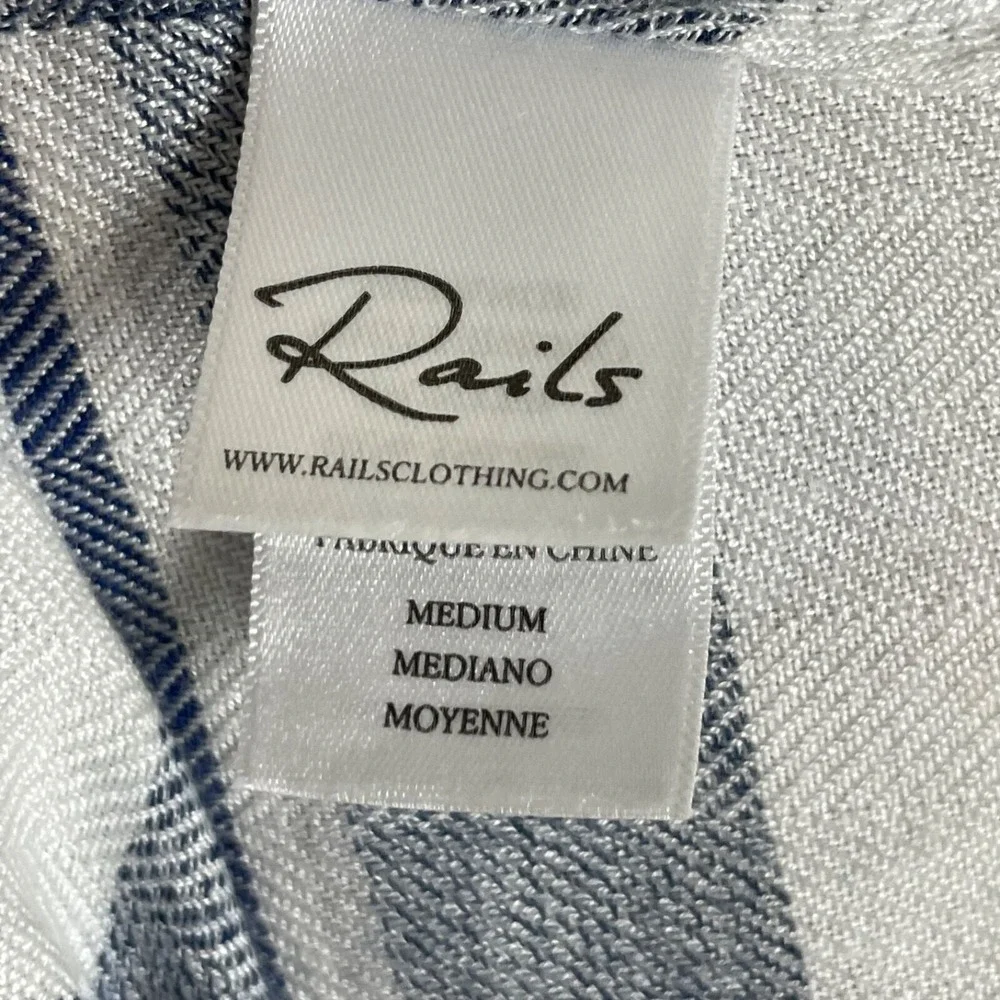 Rails Hunter White Indigo Melange‎ Plaid Women's Size M Long Sleeve Button Shirt - Picture 3 of 5